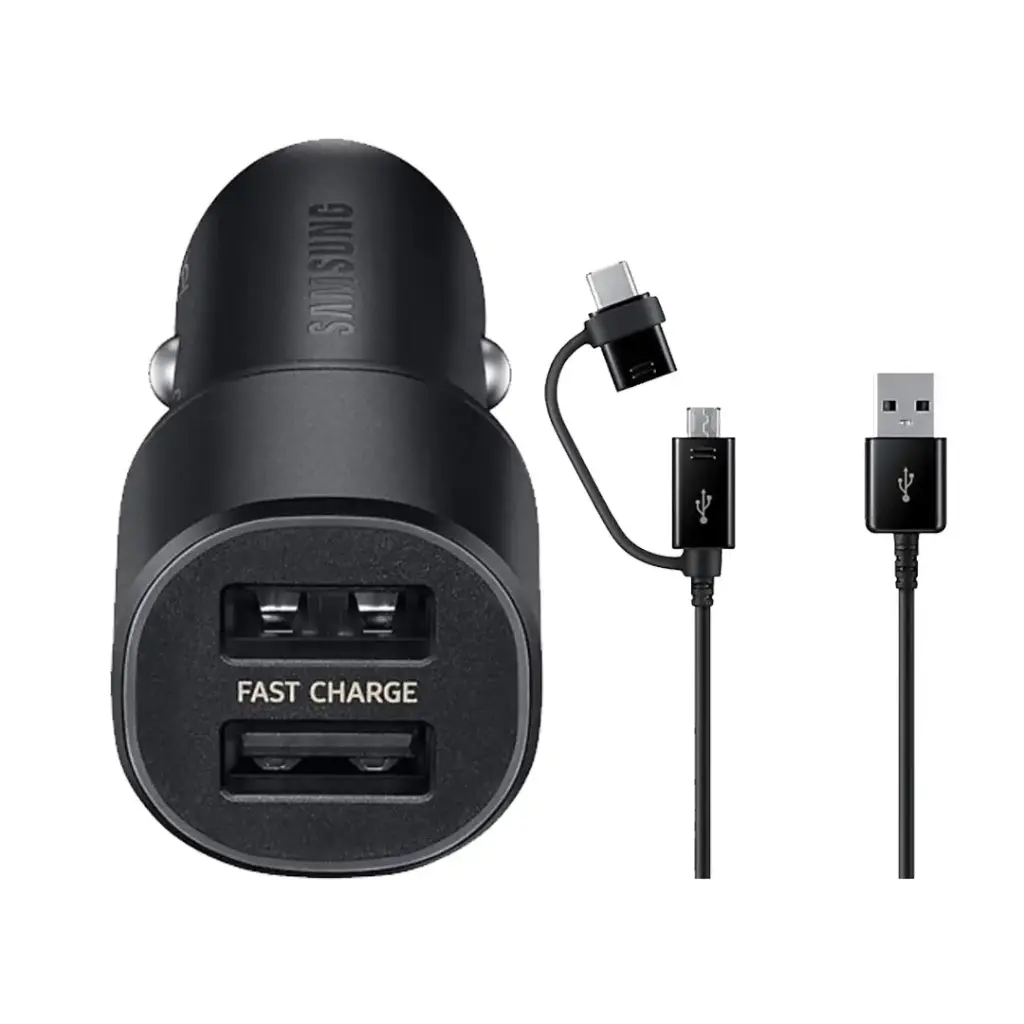 Samsung Car Charger Dual USB Port/ 15W Fast Charge with Combo Cable | Model: EP-L1100 