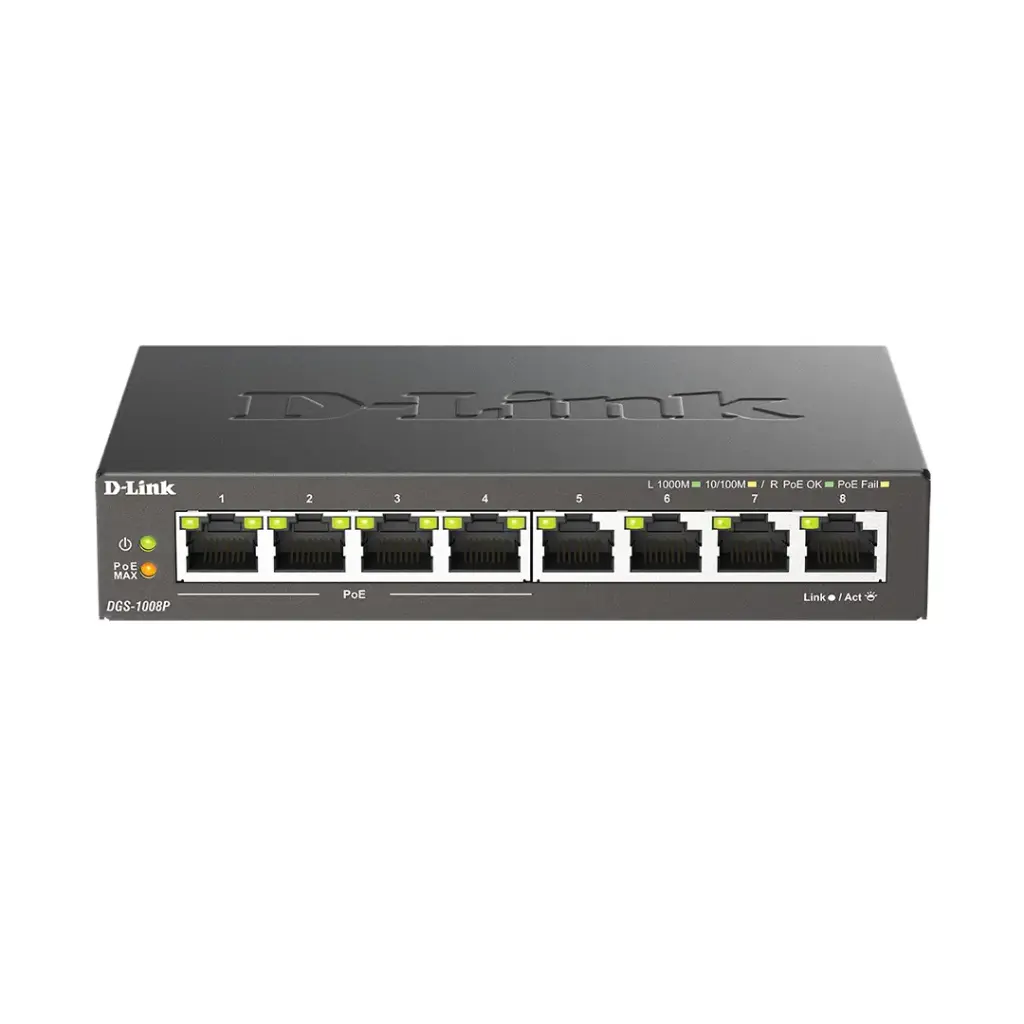 D-Link - 8-Port Gigabit Desktop PoE Switch | Model: DGS-1008P