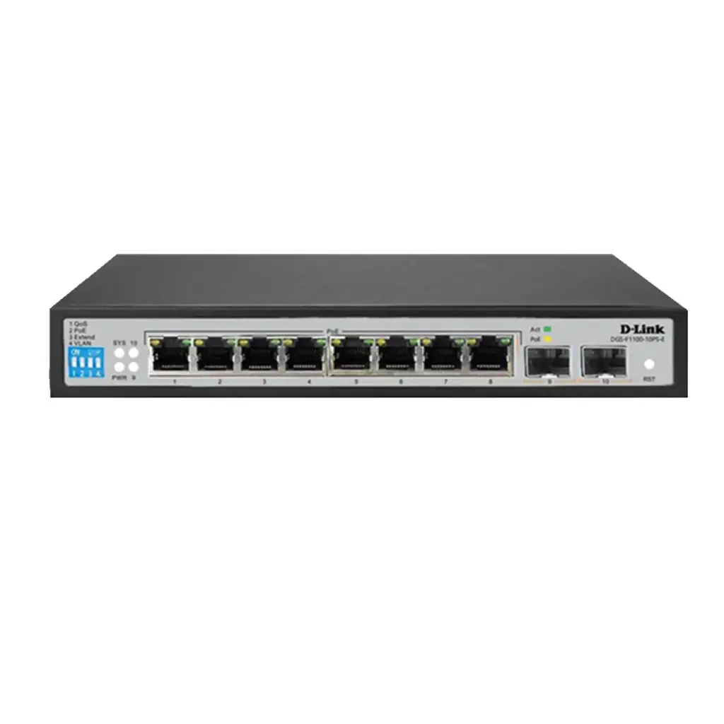 D-Link - 8-Port PoE Gigabit Smart Managed Switch | Model: DGS-F1100-10PS-E