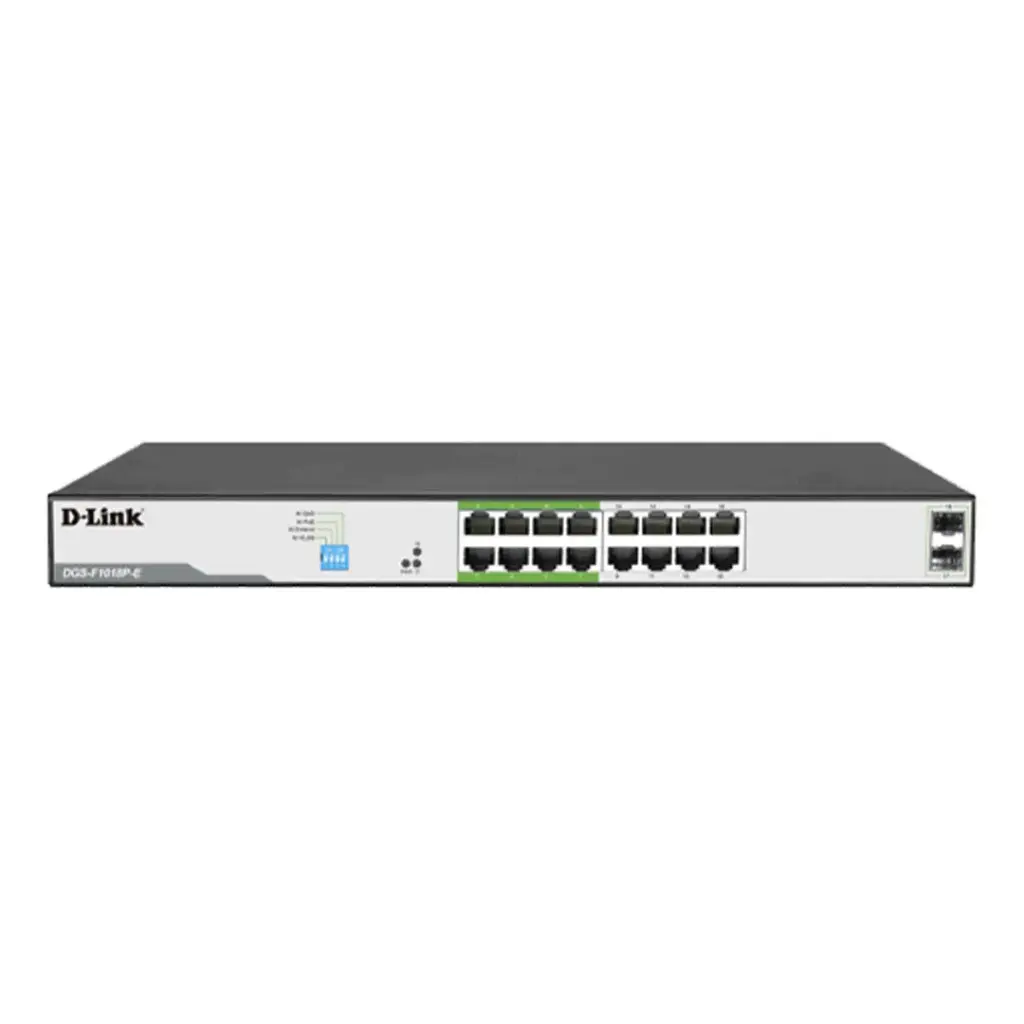 D-Link 18-Port Gigabit Unmanaged POE Switch with 2 SFP Ports | Model: DGS-F1016P-E