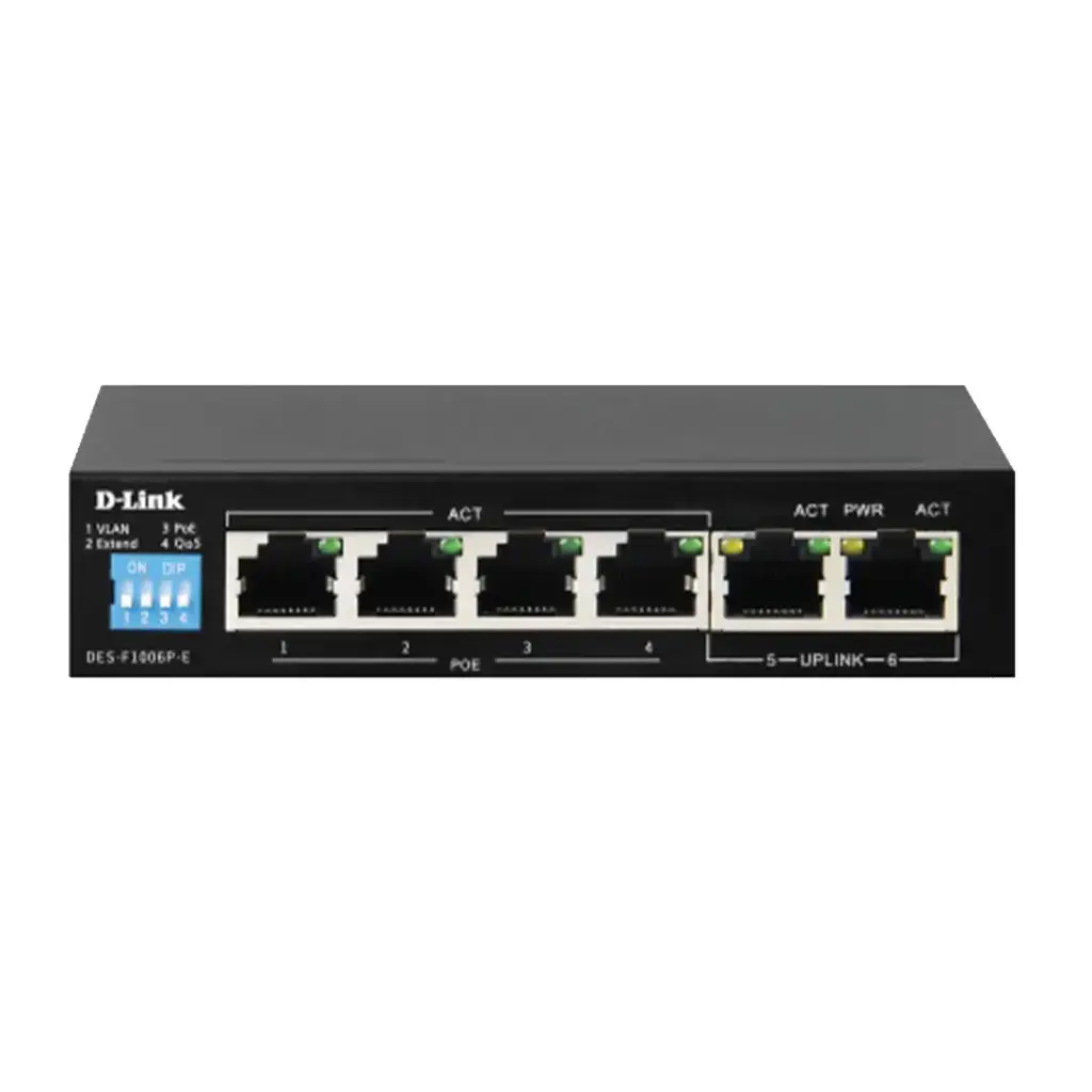 D-Link 6 Port 10/100/1000Mbps Switch with 4 POE | Model: DGS-F1006P-E